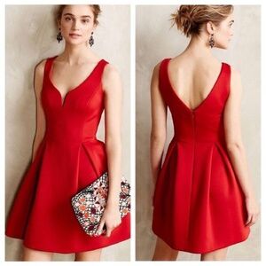 Ali Ro Anthropologie Red Fit And Flare Dress Size 10